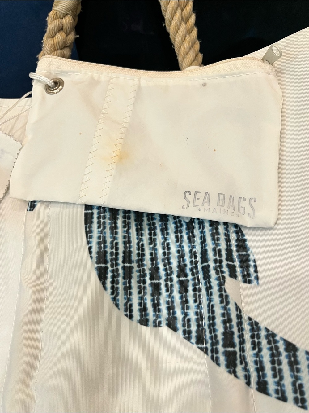 Sea Bags of Maine Seahorse Sail Navy & Light Blue Tote Bag - Picture 7 of 7